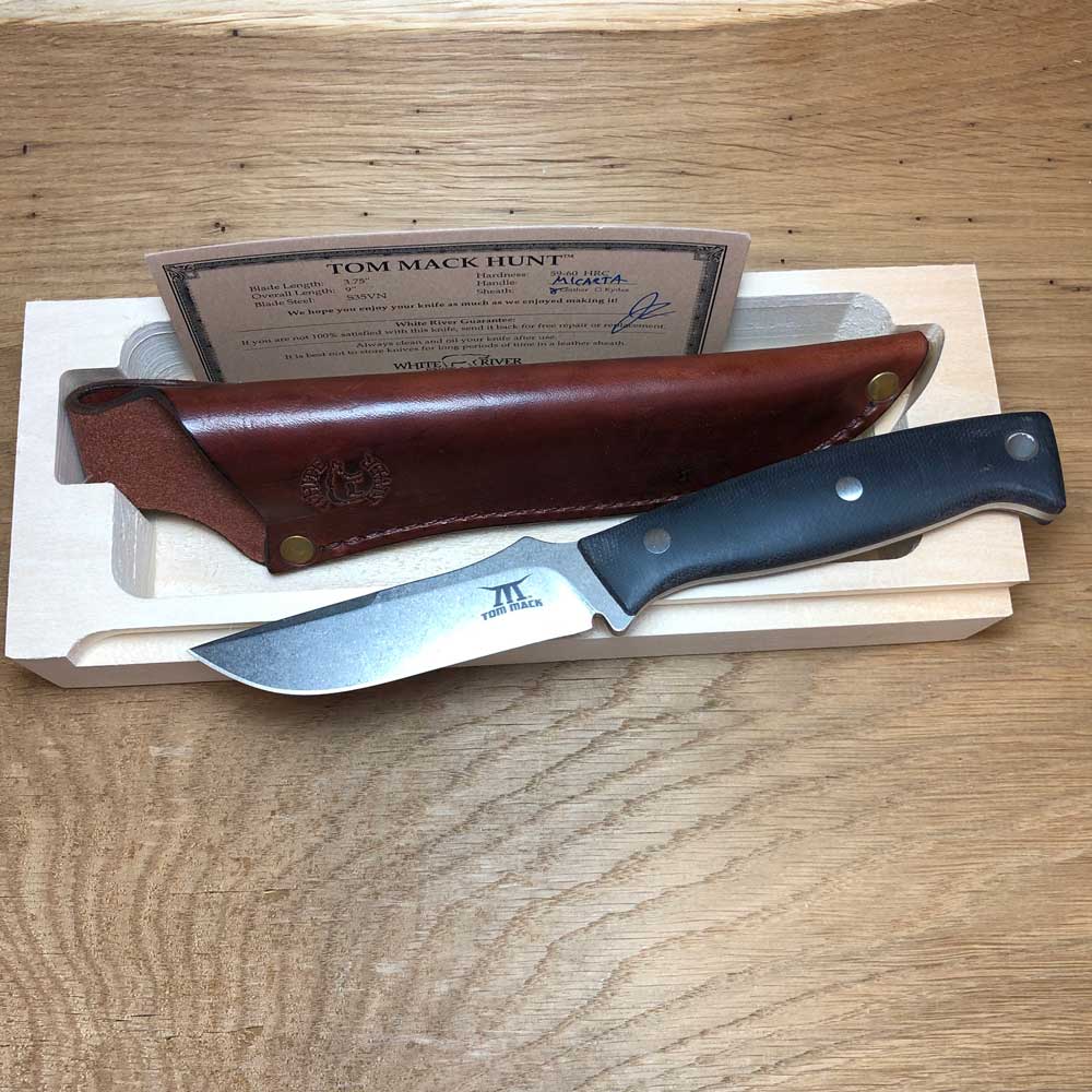 White River Tom Mack Hunt - Black Canvas Micarta