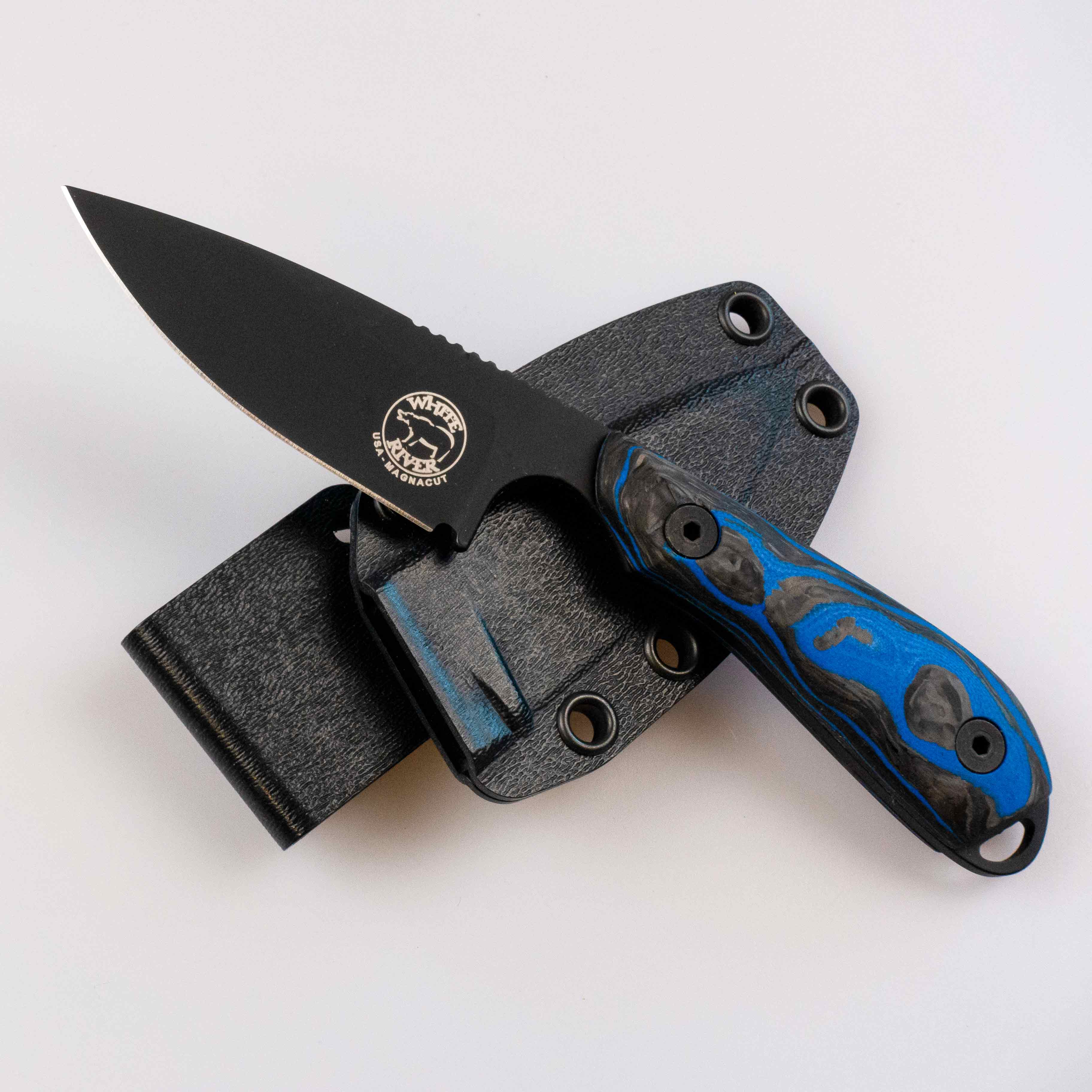 White River M1 - Limited Edition 2023 - Marbled CF/ Blue G10, Black
