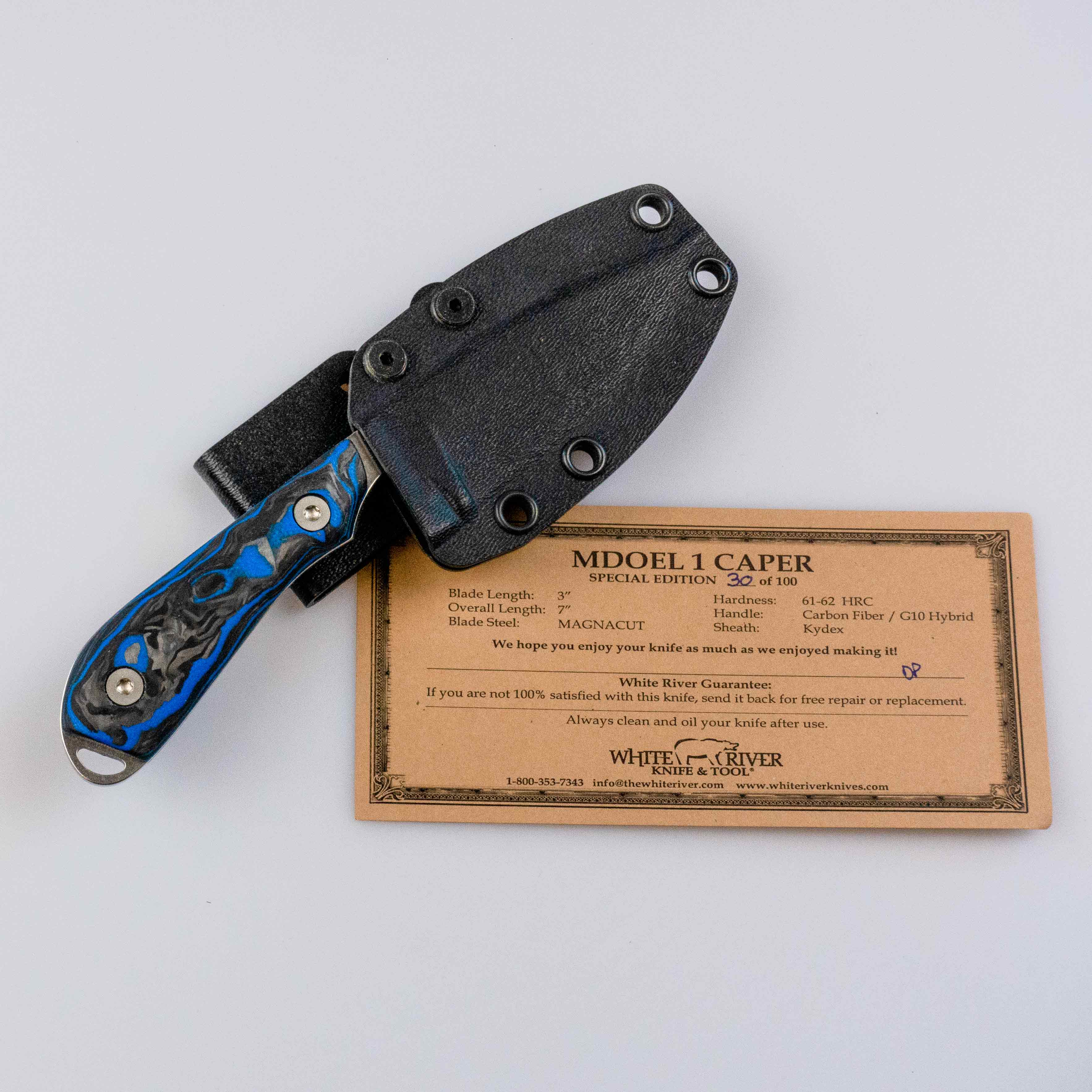 White River M1 - Limited Edition 2023 - Marbled CF/ Blue G10
