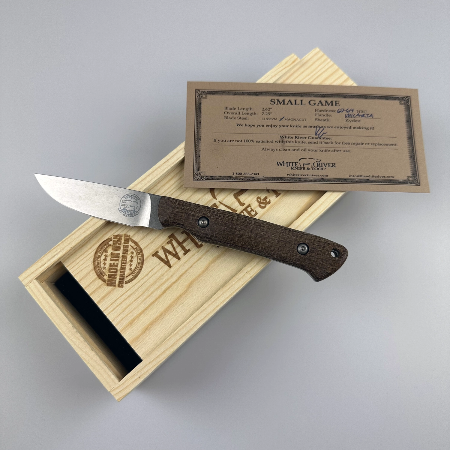 White River Small Game, Canvas Black Olive Micarta