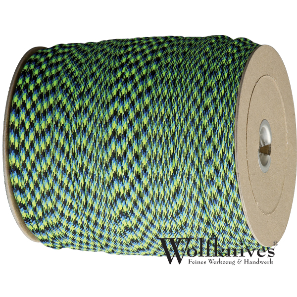 Paracord 550er - Aqua (blau, grün, gelb, schwarz) - Meterware