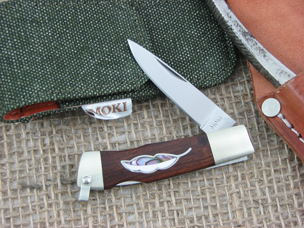 Leaf - handgefertigtes japanisches Taschenmesser mit Perlmutt Intarsie