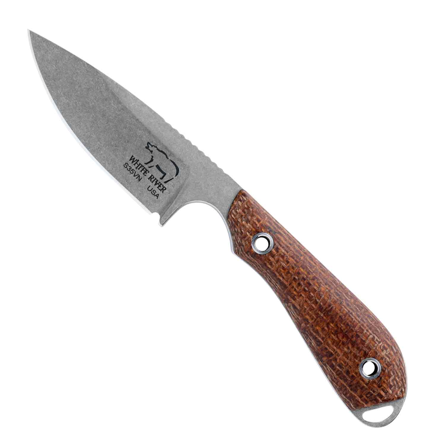 White River Model 1 Caper - Natural Burlap Micarta