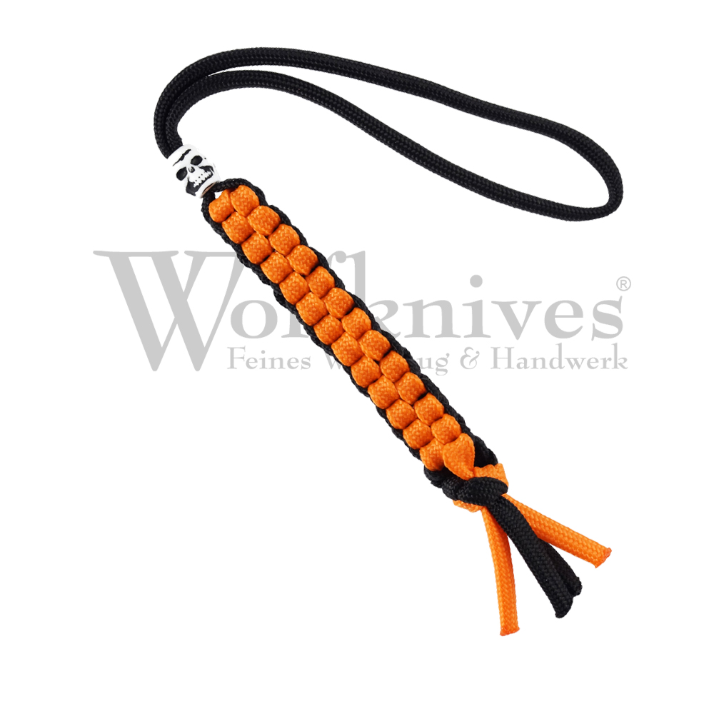 Lanyard mit Totenkopfperle - Survivalorange/Black