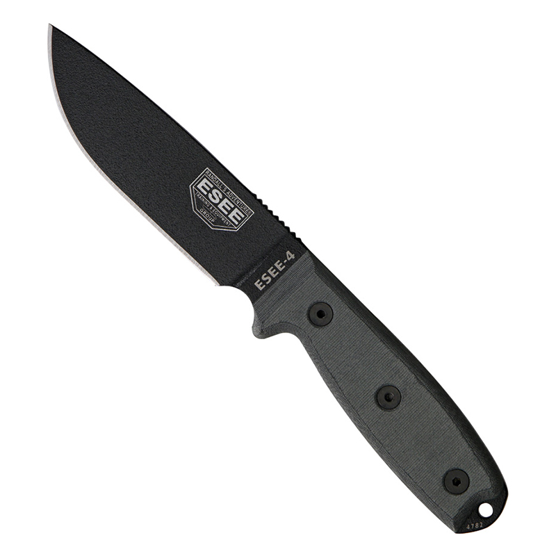 ESEE Model 4 black plain Edge mit Kydexscheide & Gürtelclip