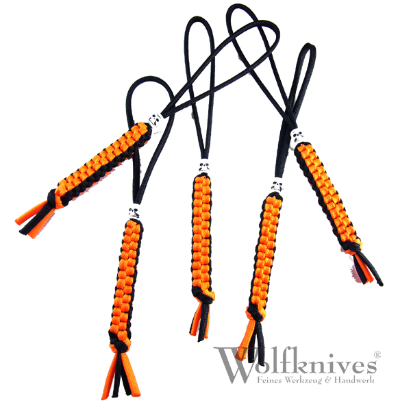 Lanyard mit Totenkopfperle - Survivalorange/Black