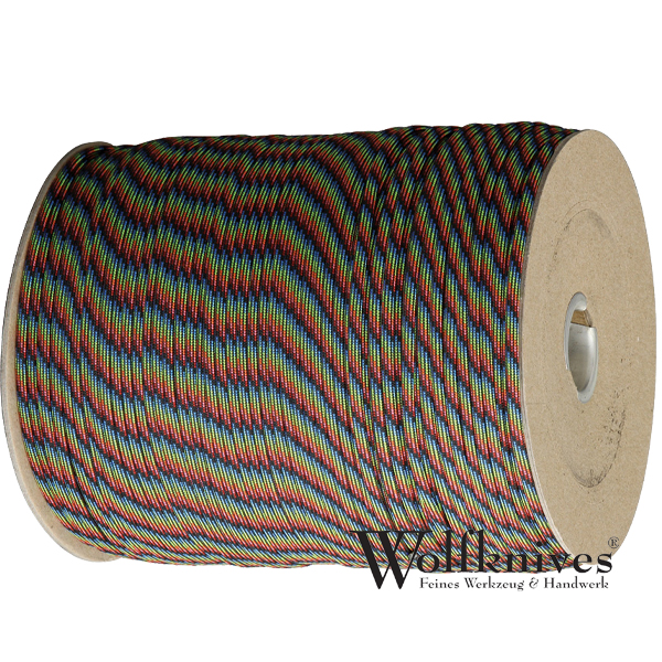 Paracord 550er - Dark Stripes (rot, blau, schwarz, gelb)