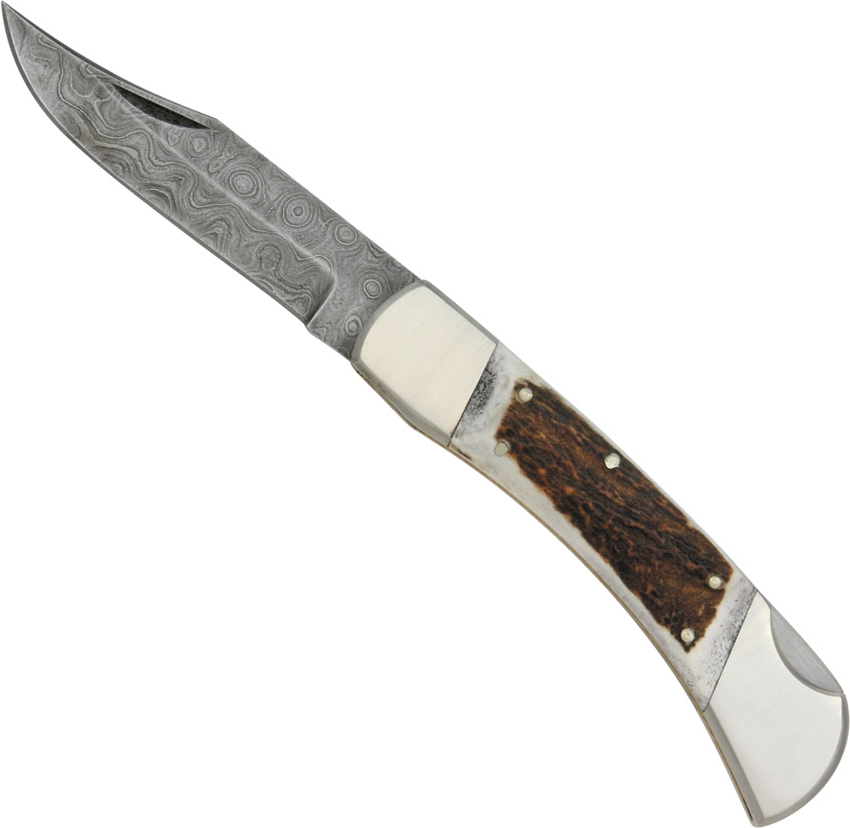 Damast Taschenmesser mit Hirschhorngriff - 192 Lagen